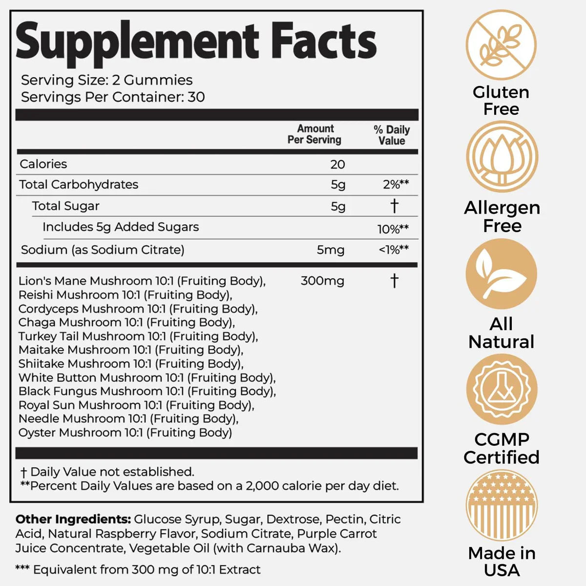 Auri Super Mushroom Daily Gummies - All-in-One Daily Mushroom Supplement Gummy